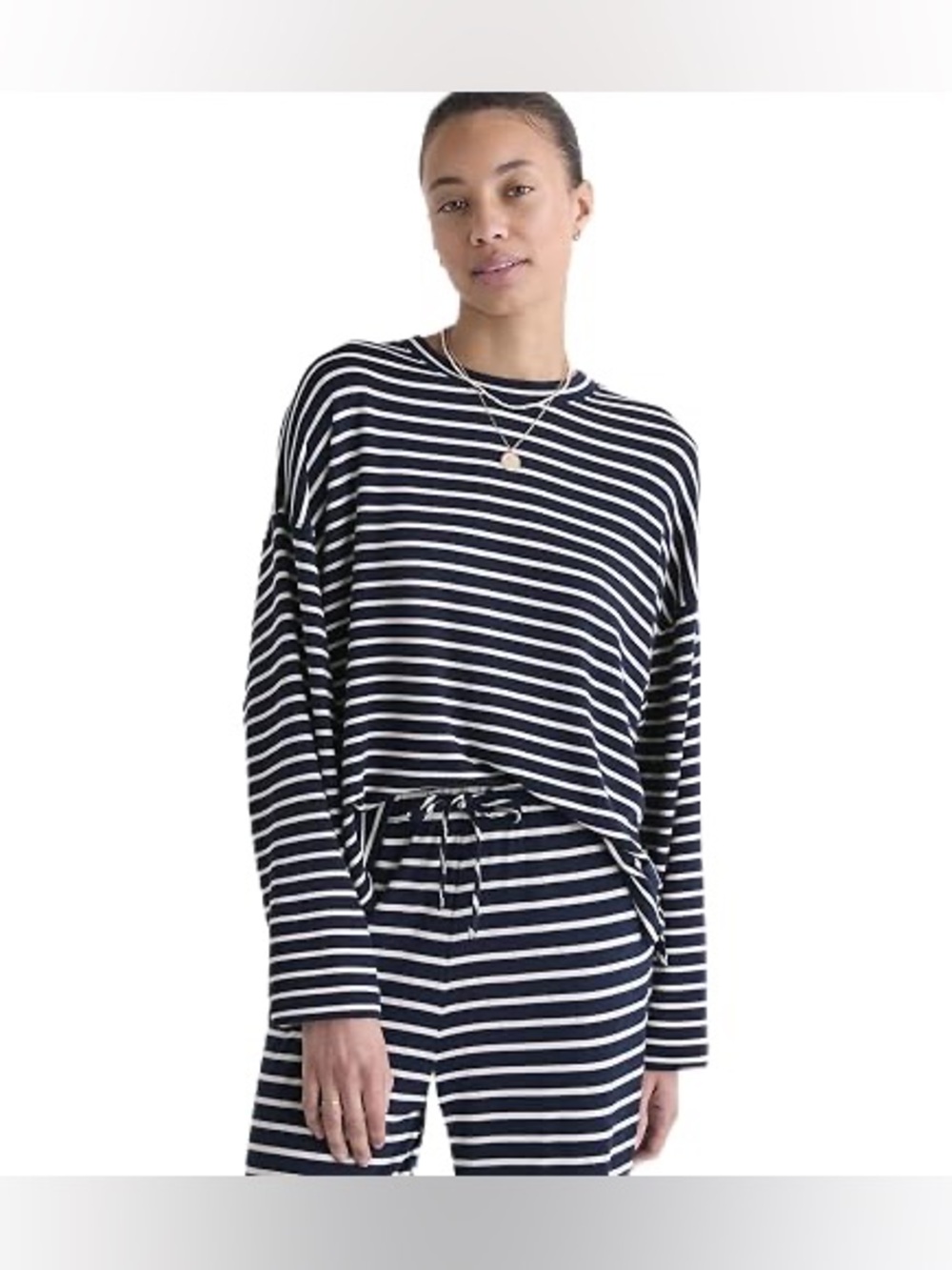 Vineyard Vines Navy & White Striped Long-Sleeve Top Set Retail $196